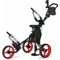 Chariot de Golf a 3 Roues,Voiturettes Golf a 3 Roues Pliable,Pousser Tirer Deluxe,Chariot De Golf