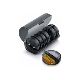 Francais - Noire)Pilulier Semainier Matin et Soir, Pilulier Rond 7 Jours 14 Compartiments Pillbox