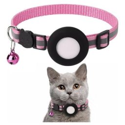 Rose-Collier Chat Airtag,Collier pour Chat avec Cloche Collier Chat airtag Support Airtag étanche