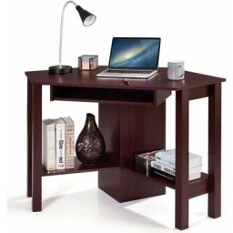Bureau d'Angle Informatique pour Ordinateur Table en Bois avec Tiroir pour Clavier et Etagère de