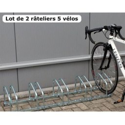 Lot De 2 : Rangement, Ràtelier 5 Vélos Avec Fixation Au Sol - Longueur 130,5 cm - Rack 1 niveau