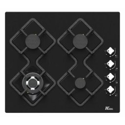 Table de cuisson 4 Foyers Gaz Encastrée – Verre Noir – Forme Losange – L 58xl 51xH 5cm – Allumage