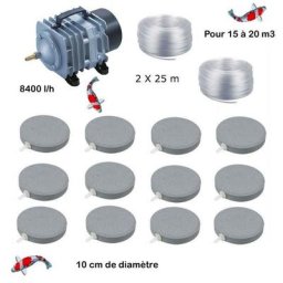 Set aération 12 disques 10 cm bassin de 15000 à 20000 litres
