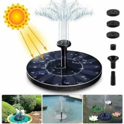 Fontaine Solaire Pompe, 1.4W 150L/h Pompe à Eau Solaire(70CM Maximum) + 4 Buses, Mini Pompe Solaire