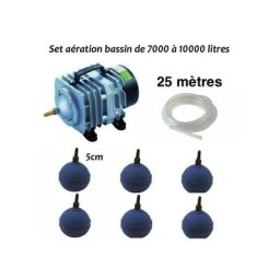 Set Aération Bassin de Jardin de 7000 à 10000 Litres. Pompe à air bassin + Accessoires