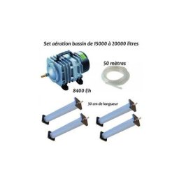Set aérateur bassin de jardin de 15000 à 20000 l. Pompe à air bassin + 4 bulleurs longs