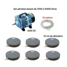 Set aération 6 disques bassin de jardin de 7000 à 10000 litres