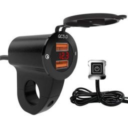 Chargeur de Téléphone Portable usb pour Moto, étanche 12V Chargeur de Voiture, avec voltmètre et