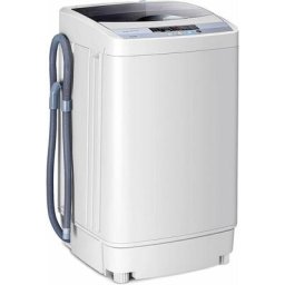 RELAX4LIFE Machine à Laver Automatique 10 Programmes avec Volume du Tambour 45L, Mini Lave-Linge