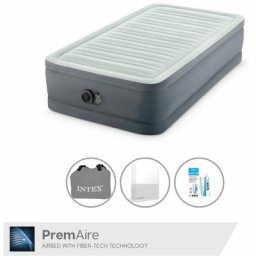 Intex - Matelas gonflable - 1-Person - 99 x 191 x 46 cm - Gris - Avec pompe électrique + Drap