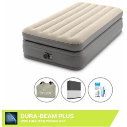 Intex - Matelas gonflable - 1-Person - 99 x 191 x 51 cm - Gris - Avec pompe intégrée + Drap-housse