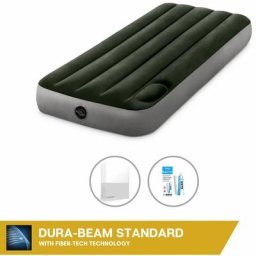 Intex - Matelas gonflable - 1-Person - 76 x 191 x 25 cm - Vert - Avec pompe à pied intégrée + Drap