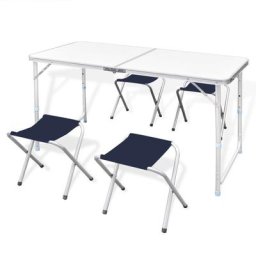 True Deal - Table pliante de camping hauteur ajustable avec 4 tabourets