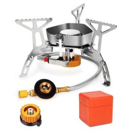 Réchaud de Camping Portable 3500W réchaud gaz Pliable Brûleur à Gaz Anti-Vent avec Bouton
