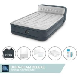 Intex Matelas gonflable - 2 personnes - 152 x 236 x 86 cm - Gris - Avec pompe électrique + Drap