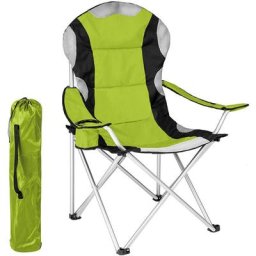 Bakaji - Chaise de camping pliante rembourrée avec sac Camping Beach Outdoor Green
