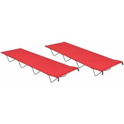 Lits de camping 2 pcs 180x60x19 cm Tissu Oxford et acier Rouge