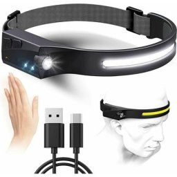 Lampe Frontale Rechargeable Puissante, Lmperméable Torche Frontale led, 350 Lumens, Détecteur de