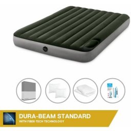 Matelas gonflable - 2 personnes - 152 x 203 x 25 cm - Vert - Avec pompe à pied intégrée + Drap