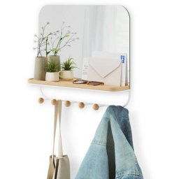 ESTIQUE – Miroir avec crochets, Blanc