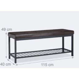 Banc banquette range chaussures ouvert synthétique support grillage métal 115 cm marron - Marron