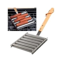 Merkmak - Grille a Saucisses en Acier Inoxydable avec Long Manche en Bois Barbecue Support a