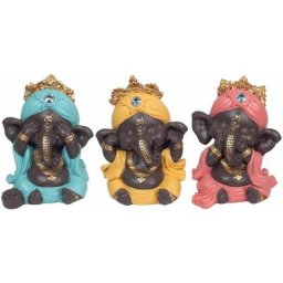 Figure de figurines de Bouddha Ganesh je ne se vois pas-oigo-hablo 3u multicolor bouddhas 6x9x12cm