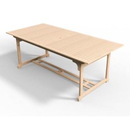 Table de jardin extensible 6 à 12 personnes en bois massif blanchi 200/300 cm - Mykonos - Blanc