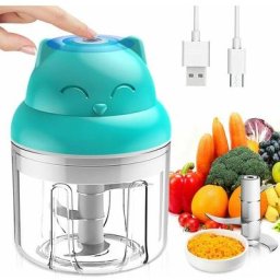 Mini Hachoir Électrique Multi Moulinette, 250ml Mixer Blender Avec Design Acier inoxydable 3 Lames,