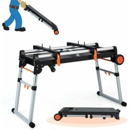 Goplus - tabli au Design Double Face 5 en 1, Support de Scie à Onglets Pliable avec Hauteur