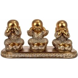 Figure de figurines de Bouddha Figure 3 Buddhas Set 3 u Bouddha Gold 11x24x11cm 23988 - Dorado