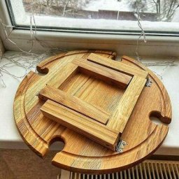 Moonstars - 1pc Table de pique-nique pliante extérieure en bois rond portable plage de vin en verre