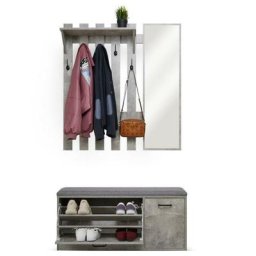 Ensemble de Meubles d'Entrée- Porte-Manteau avec Miroir, et Banc à chaussures, Hauteur ajustée,