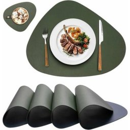 Sets de Table Lavable Rond,Set Couverts de Table,Cuir Napperons Antidérapant Double Face