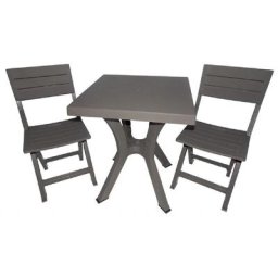 Dimaplast 2000 - Ensemble table a' manger de jardin Duetto Resin avec deux chaises pliantes en