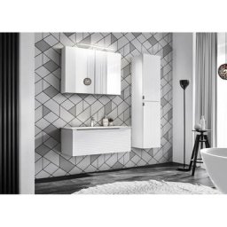 Ensemble salle de bain meuble vasque 90 cm + 2 éléments - Camille White - Livraison gratuite - Blanc