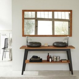 Meuble double vasque en teck massif 150 cm - Marron