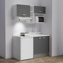 Kitchenette K13L - 140 cm - emplacements frigo, hotte et micro-ondesGrisSnovaévier à droite