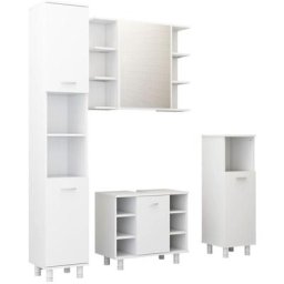 Ensemble de meubles de salle de bain 4 pcs Blanc Aggloméré Vidaxl White
