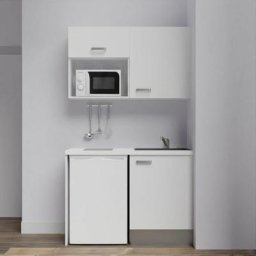 Kitchenette K07L-PT - 120 cm avec plan de travail et évier, emplacements frigo et micro-ondesFaçade