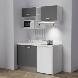 Kitchenette K13L - 140 cm - emplacements frigo, hotte et micro-ondesGrisSnovaévier à gauche