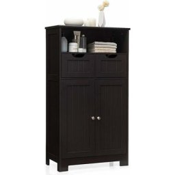 Meuble de Salle de Bain avec 1 Compartiment, 2 Tiroirs, 1 Armoire à 2 Etagères, Commode Pratique et