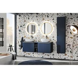Ensemble complet de salle de bain double vasques - 140 cm - Rosario Deep Blue - Livraison gratuite