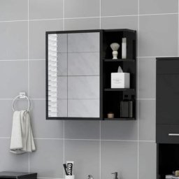 Yoyo - Armoire à miroir de bain Noir brillant 62,5x20,5x64cm Aggloméré