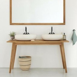 Meuble sous vasque en teck massif 150 cm - Naturel