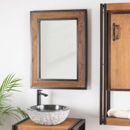 Miroir de salle de bain Elégance bois métal 60x80 - Marron