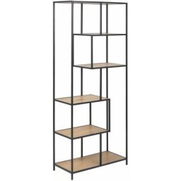 Toilinux - Bibliothèque 5 étagères asymétriques en mdf et métal - Longueur 77 Largeur 35 Hauteur