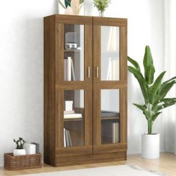 Bibliothèque Étagère de Rangement - Armoire à vitrine pour Bureau Salon Chambre Cuisine Chêne brun