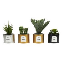 Plante Artificielle Oasis Pot Metal - dore argent noir vert blanc