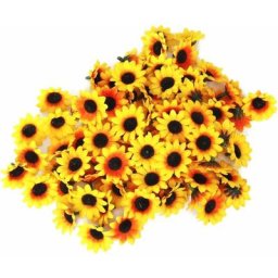 100 x têtes de tournesol en plastique artificiel réalistes, accessoires pour la maison et la